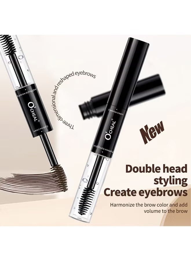 OCHEAL Double Head Styling Stereo Plastic EyeBrow, Waterproof, SmudgeProof Brow Glue with Brush, Quick-Drying, 24HR Brows Makeup for Natural Full Brows, 3D Eyebrow Mascara for Women (#03 Black) - Image 2